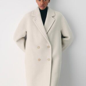 Aritzia slouch coat soft wool cashmere in Heather Light Oatmeal size xs